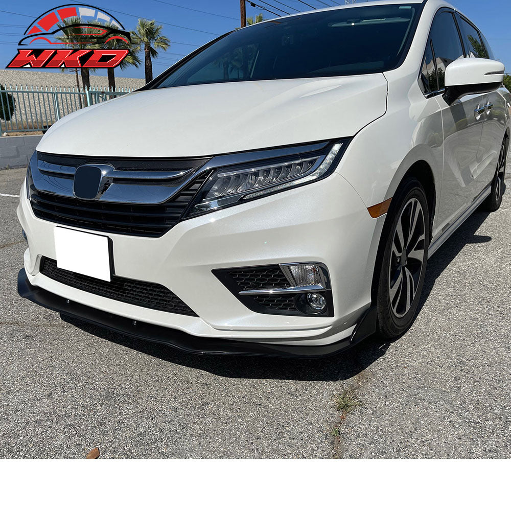 Fits 18-20 Honda Odyssey STL Style Front Bumper Lip Spoiler Unpainted Black PU