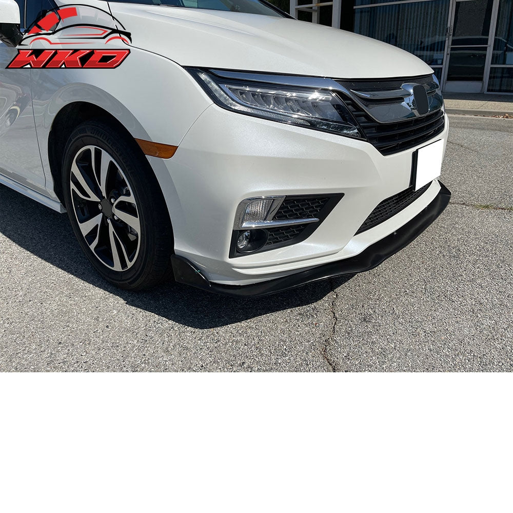 Fits 18-20 Honda Odyssey STL Style Front Bumper Lip Spoiler Unpainted Black PU