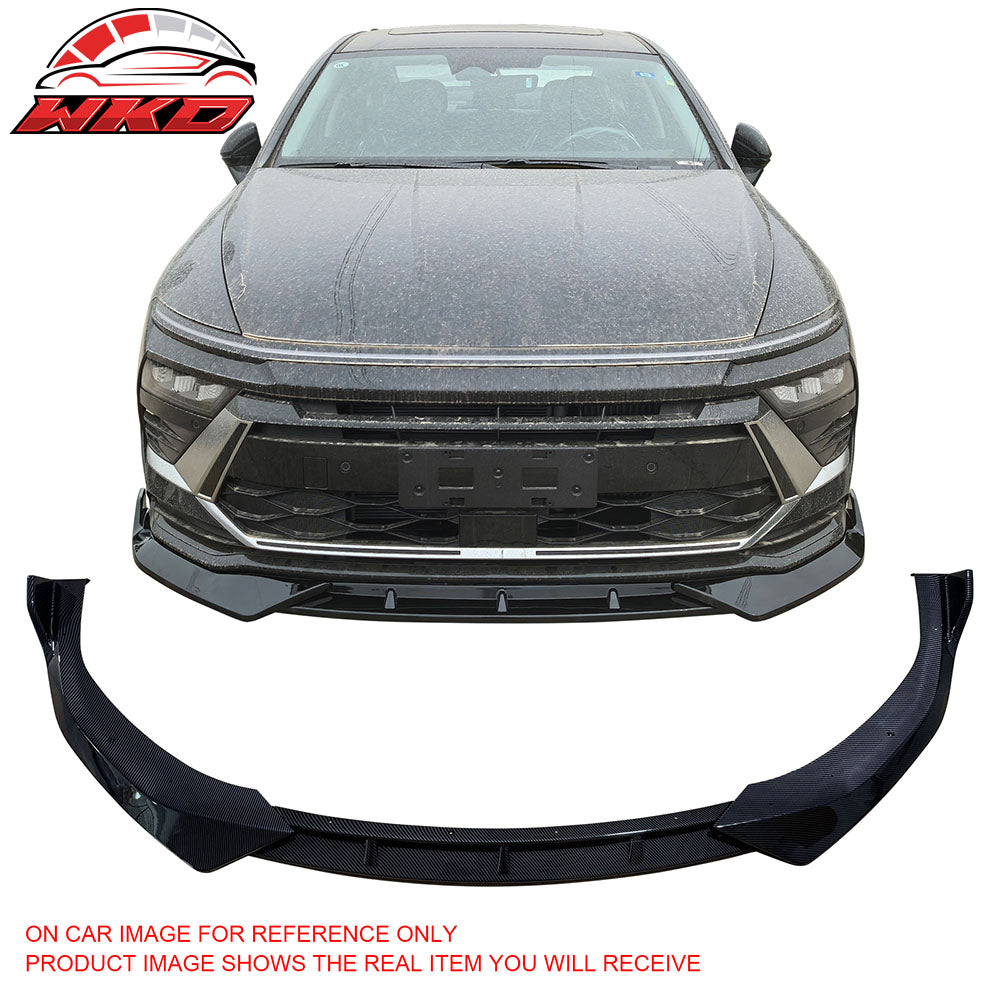 Fits 24-25 Hyundai Sonata IKON V1 3PCS Front Bumper Lip PP Carbon Fiber Print