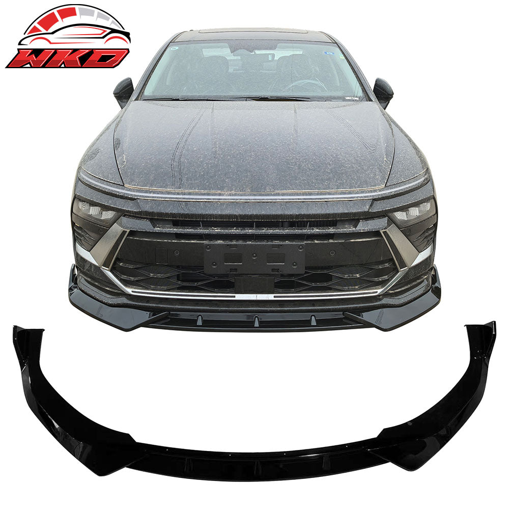 Fits 24-25 Hyundai Sonata IKON V1 Style 3PCS Front Bumper Lip Chin Gloss Black