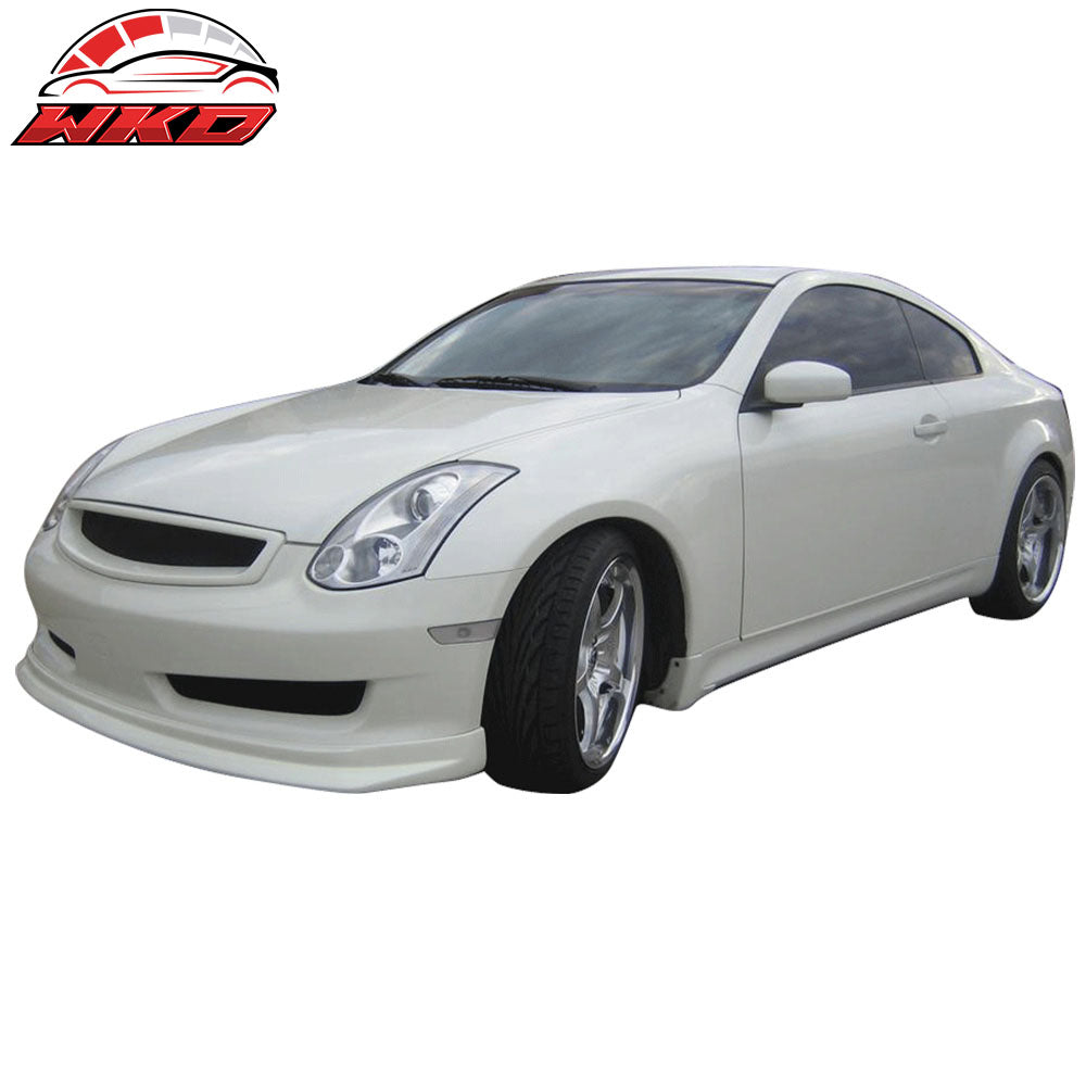 Fits 06-07 Infiniti G35 Sport Front Bumper Lip Spoiler Kit Unpainted Black PU