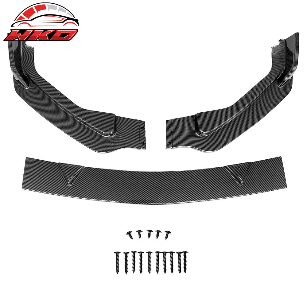 Fits 14-17 Infiniti Q50 Base Premium Front Bumper Lip Carbon Fiber Print 3PC