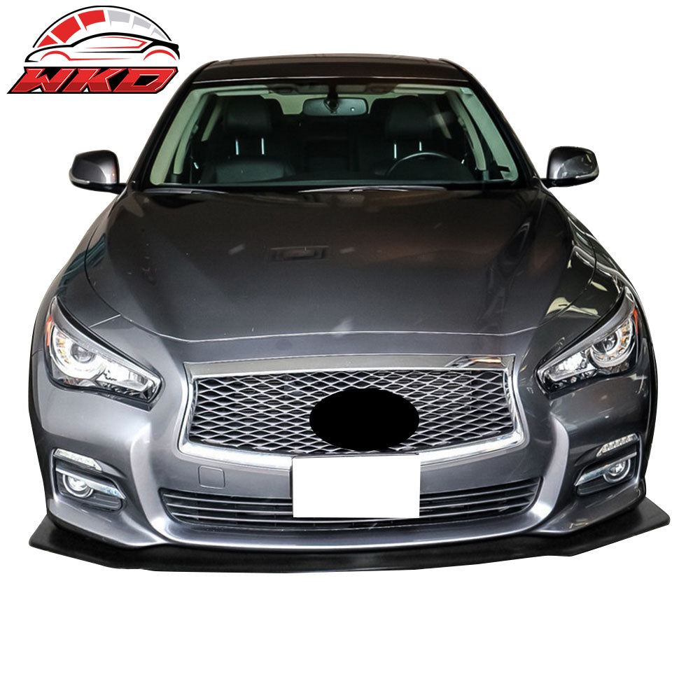 Fits 14-17 Infiniti Q50 IKON V6 Style Front Bumper Lip Spoiler Unpainted PU Kit