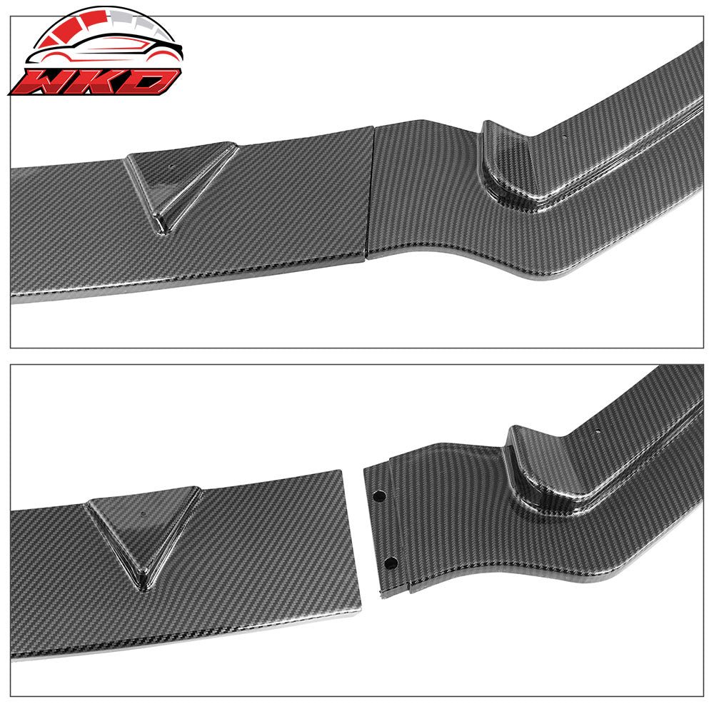 Fits 14-17 Infiniti Q50 Sport Model Only Carbon Fiber Print 3PC Front Bumper Lip