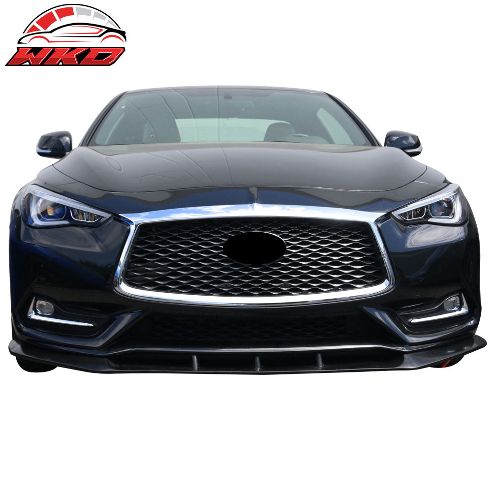 Fits 17-22 Infiniti Q60 IKON V3 Style Front Bumper Lip Spoiler Splitter Chin PU