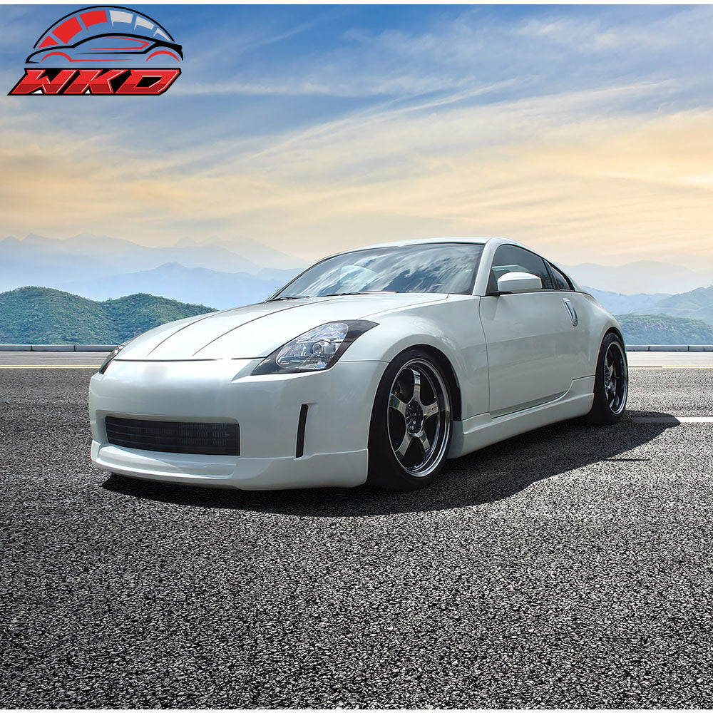 Fits 03-05 Nissan 350Z ING-S Style Front Bumper Lip Spoiler Unpainted Black PU