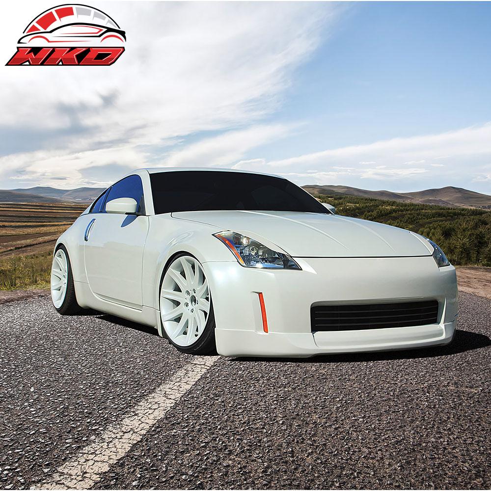 Fits 03-05 Nissan 350Z ING-S Style Front Bumper Lip Spoiler Unpainted Black PU
