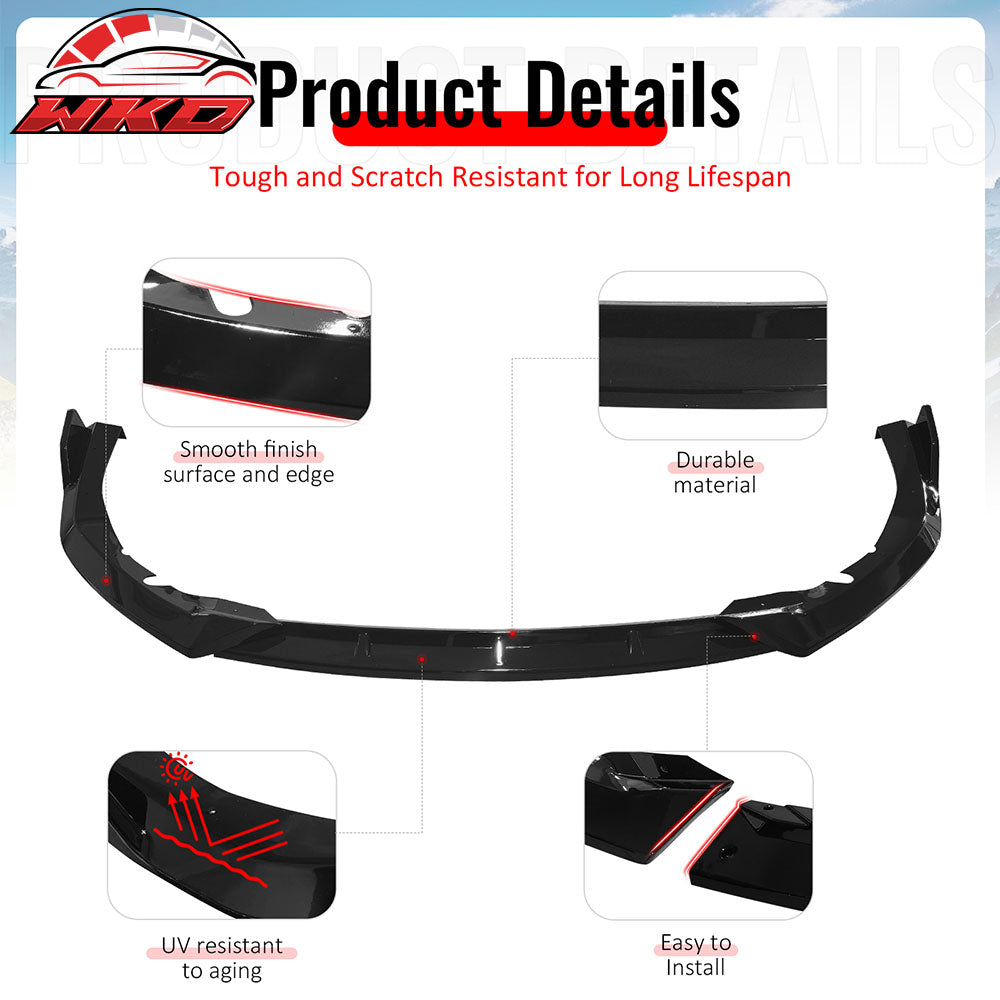 Fits 25-26 Toyota Camry SE XSE IKON V2 3PCS Front Bumper Lip Chin Gloss Black