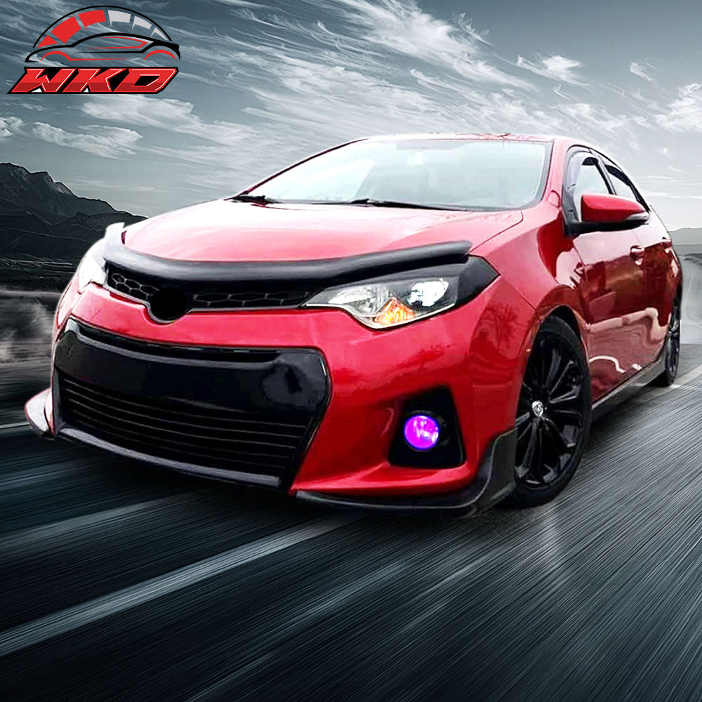 Fits 14-16 Toyota Corolla S Only Front Bumper Lip Spoiler Splitter Side Apron PU