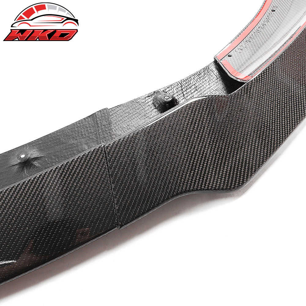 Fits 17-23 Tesla Model 3 Track Pack Gloss Black Carbon Fiber CF Front Bumper Lip