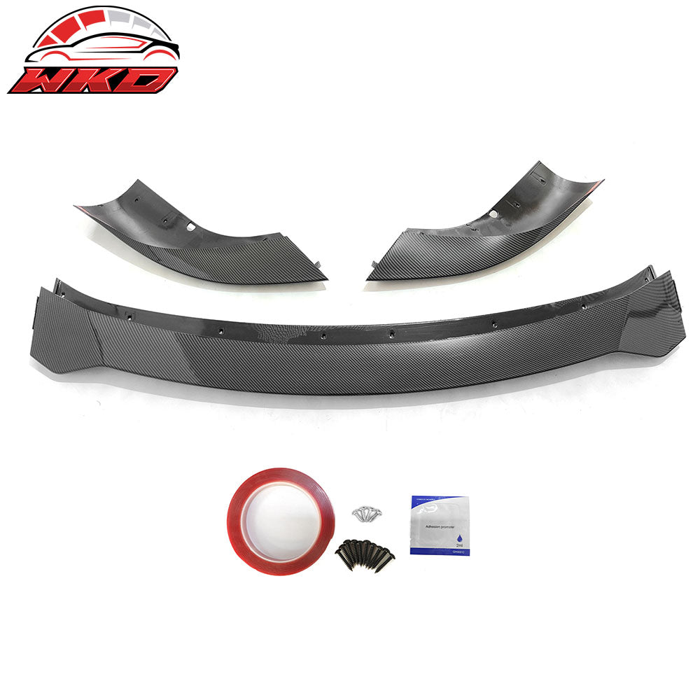 Fits 21-25 Tesla Model S Track Pack Style Front Bumper Lip Carbon Fiber Print