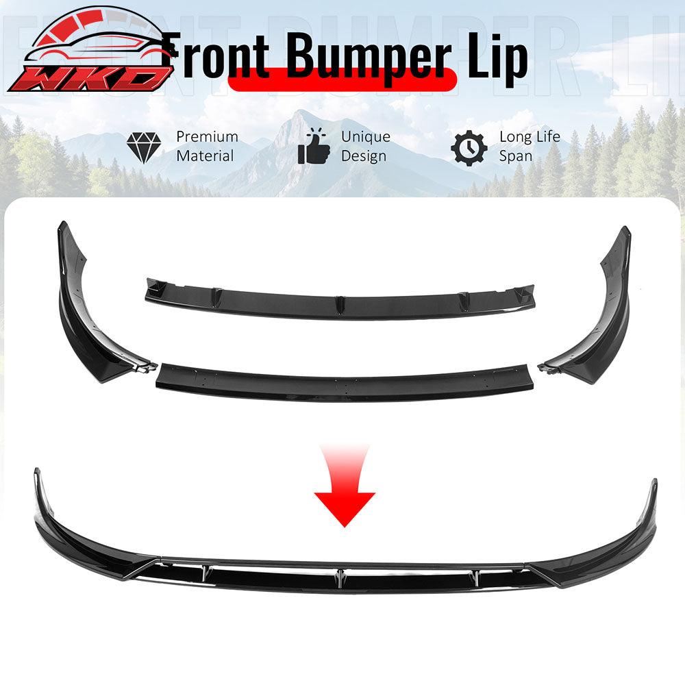 Fits 25-26 Tesla Model Y Juniper Front Bumper Lip 4PC Gloss Black Car Spoiler