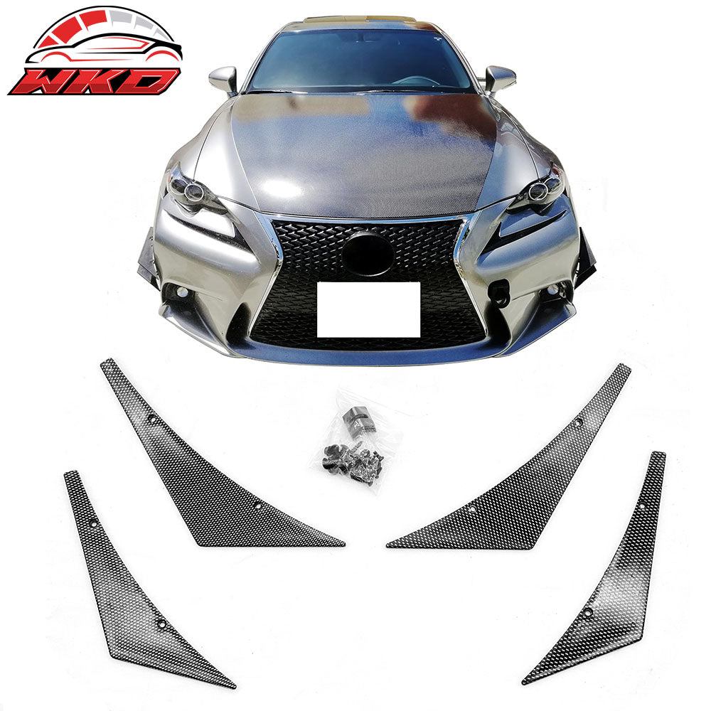 Universal Carbon Fiber Print Front Bumper Fin Canards Splitter Spats PU 4PCS Set