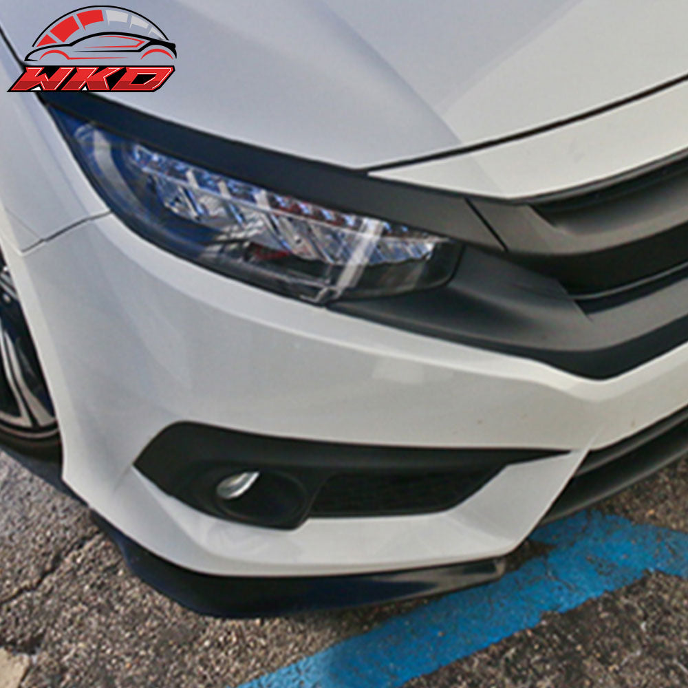 Fits 16-18 Honda Civic 2PCS Front Bumper Lip Spoiler Chin Splitters Unpainted PP