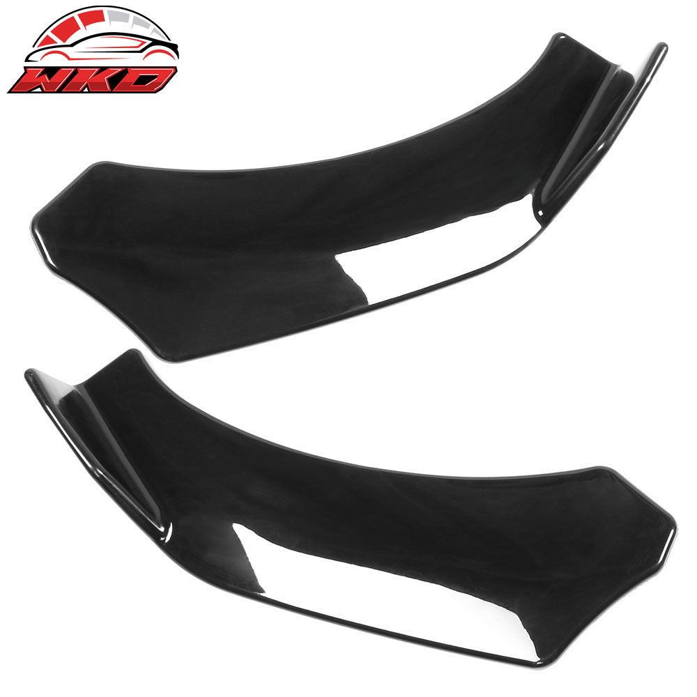 Universal Front Bumper Lip Body Protector Splitter Gloss Black 2PC