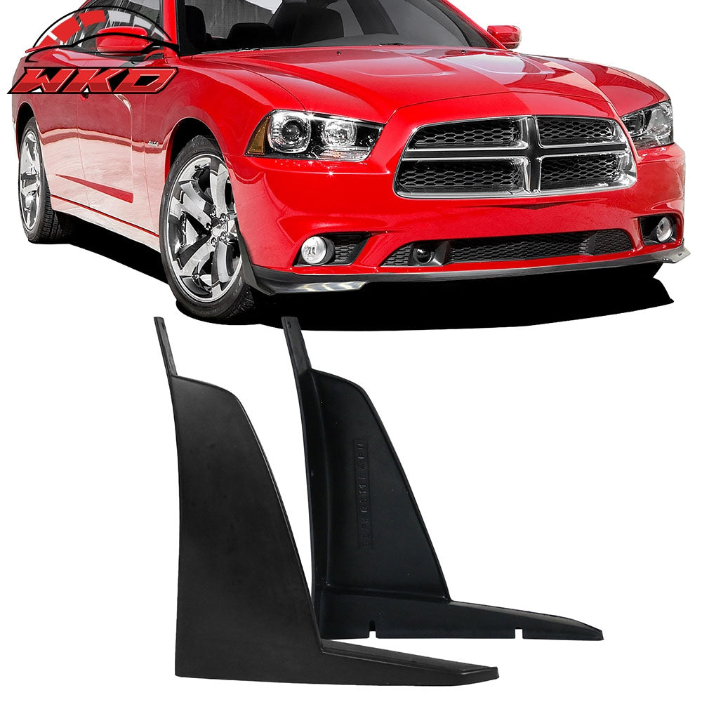 Fit 11-14 Dodge Charger RA Style Front Bumper Lip Splitter Corner Winglet PU 2PC