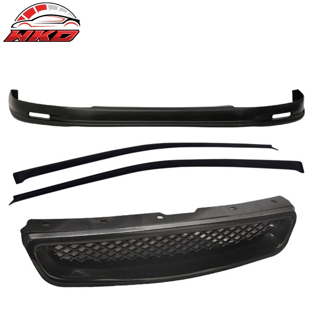 Wholesale 99-00 Honda Civic Mugen Front Bumper Lip PP + Front Grille + Window Visors