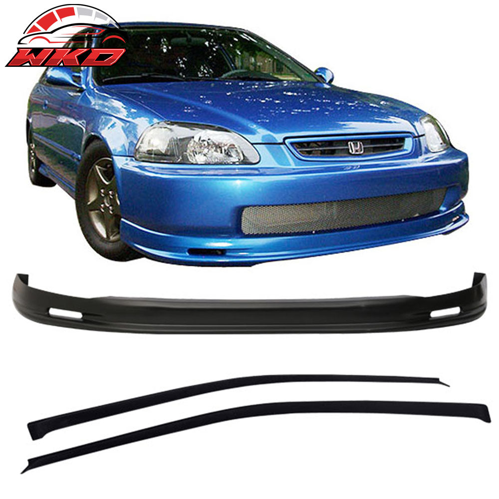 Fits 96-98 Honda Civic Hatchback Mugen Style Front Bumper Lip + 2PC Window Visor