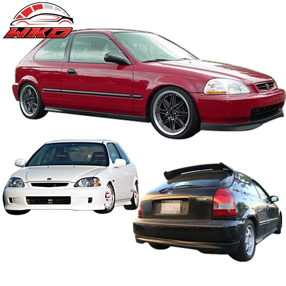 Wholesale 96-98 Honda Civic Hatchback TR Style Front + Rear Bumper Lip + Front Grille