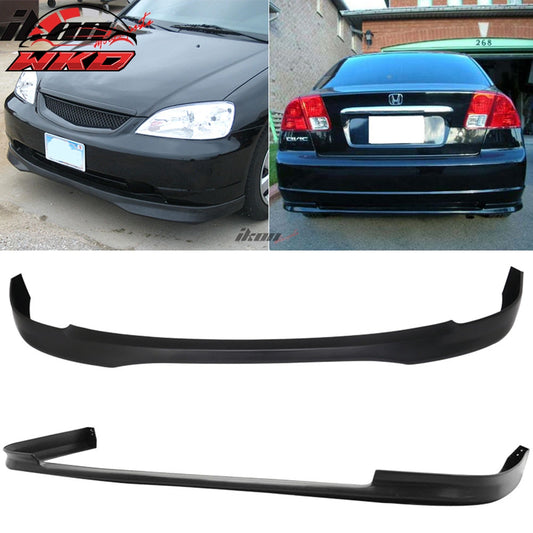 Wholesale 01-03 Honda Civic 4DR TR Style Front Bumper Lip Spoiler + Rear Diffuser Kit