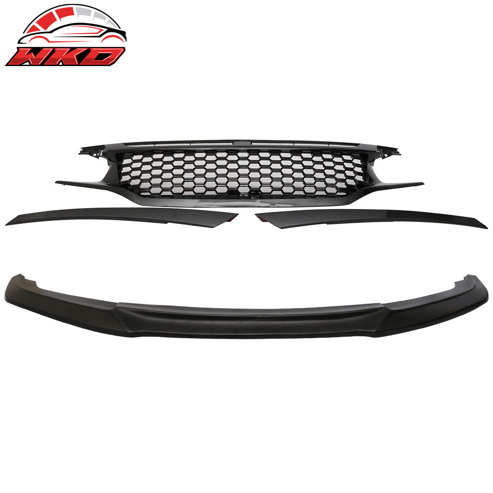 16-18 Honda Civic IKON GT Style Front Bumper Lip PU + Front Hood Grille ABS | Wholesale