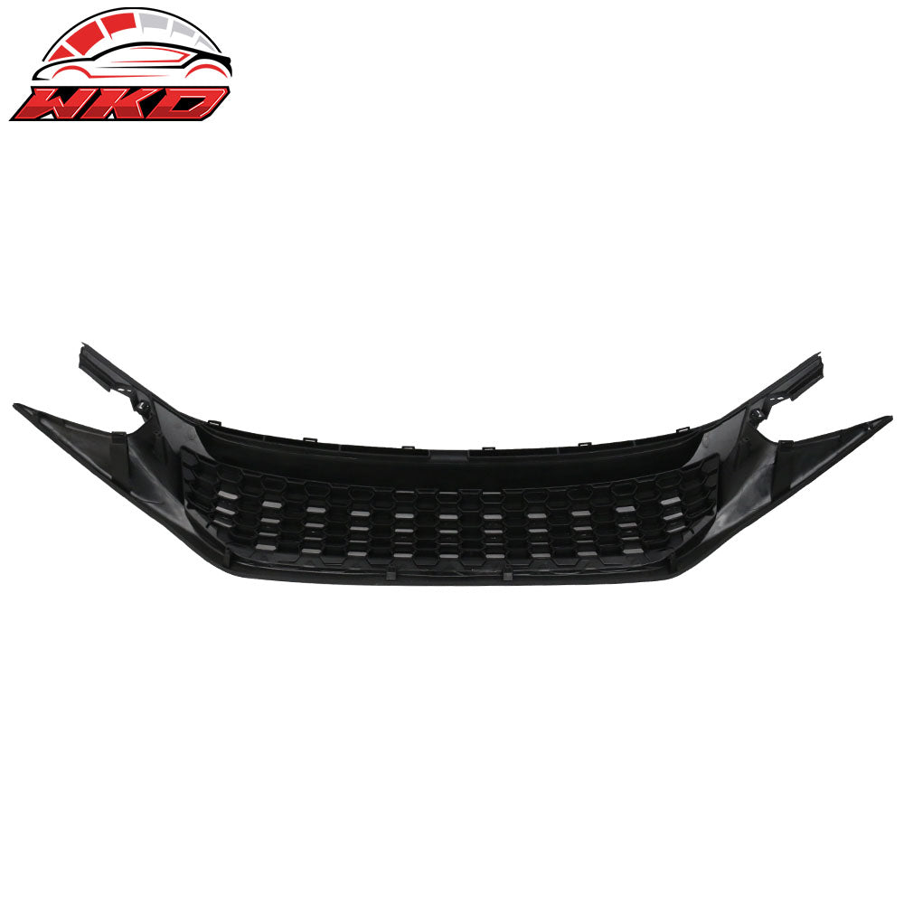 Fits 16-18 Honda Civic IKON GT Style Front Bumper Lip PU + Front Hood Grille ABS