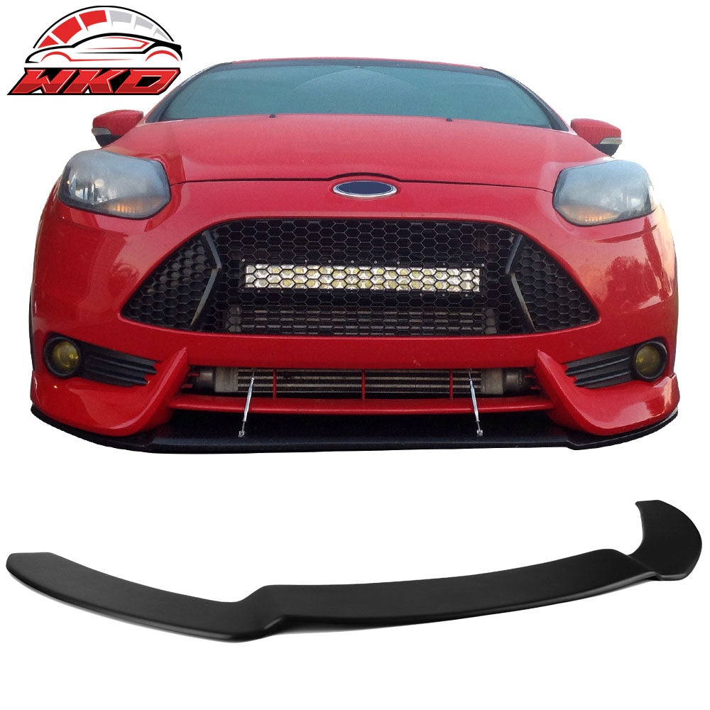 Fits 13-14 Ford Focus ST Matte Black Front Bumper Lip Spoiler PP + 2PC Strut Rod