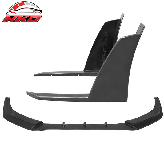 2014-16 Scion TC Front Bumper Lip + Front Winglets IKON V3 Style Unpainted PU | Wholesale