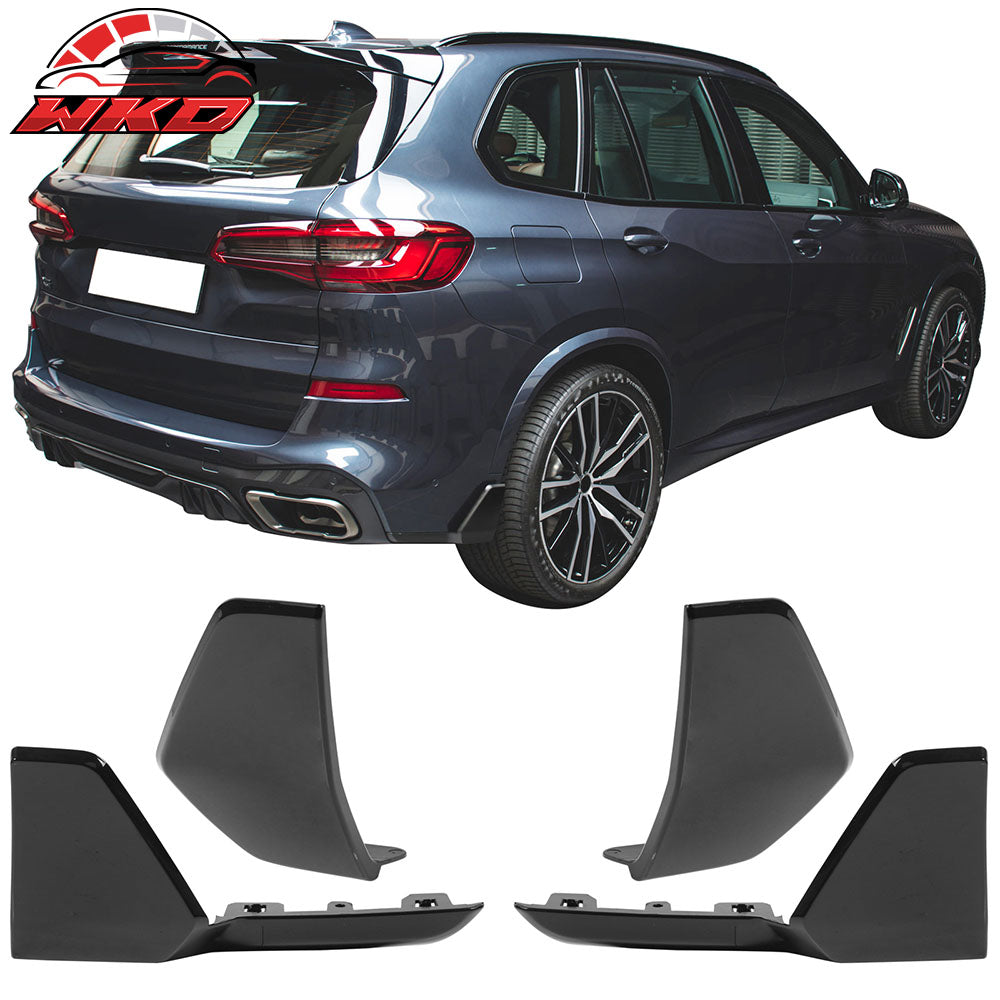 Fit 19-23 BMW G05 X5 M Sport 4PC Front Splitter + Rear Bumper Aprons Gloss Black