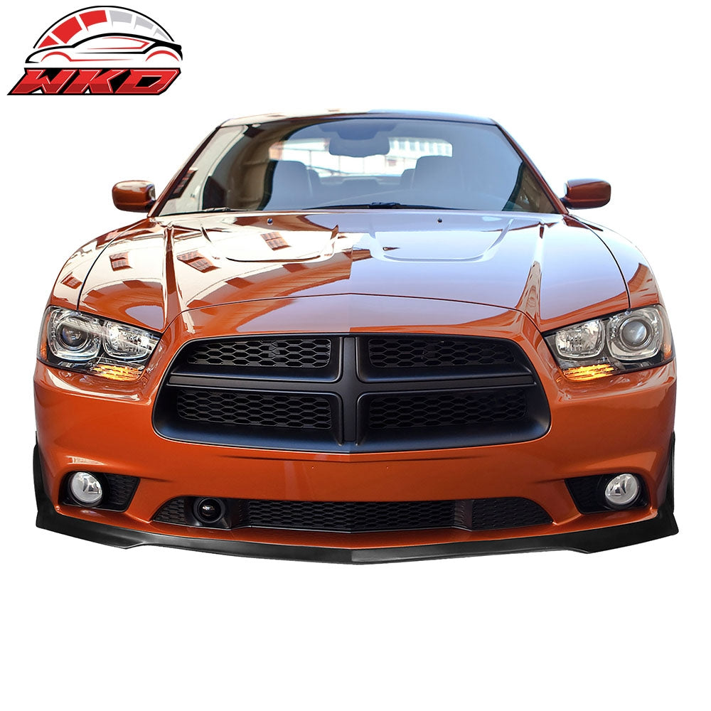 Fits 11-14 Dodge Charger RA Style Front Bumper Lip Splitters + Winglets PU