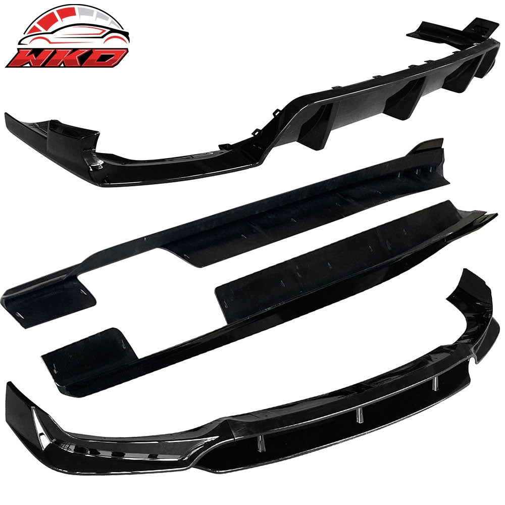 20-23 BMW G06 X6 IKON Front + Rear Bumper Lip + 2PC Side Skirts Gloss Black | Wholesale