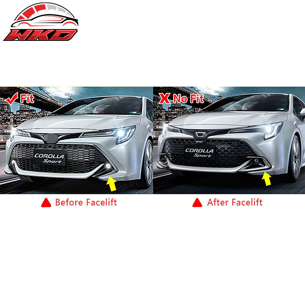 Fits 19-22 Toyota Corolla Front Bumper Lip Spoiler Gloss Black ABS Side Canards