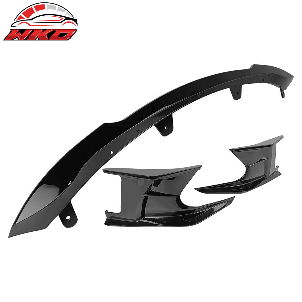 Fits 19-22 Toyota Corolla Front Bumper Lip Spoiler Gloss Black ABS Side Canards