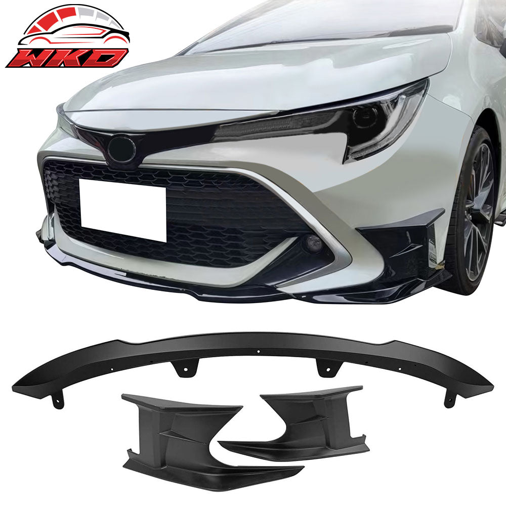 Fits 19-22 Toyota Corolla Front Bumper Lip Spoiler Matte Black ABS Side Canards