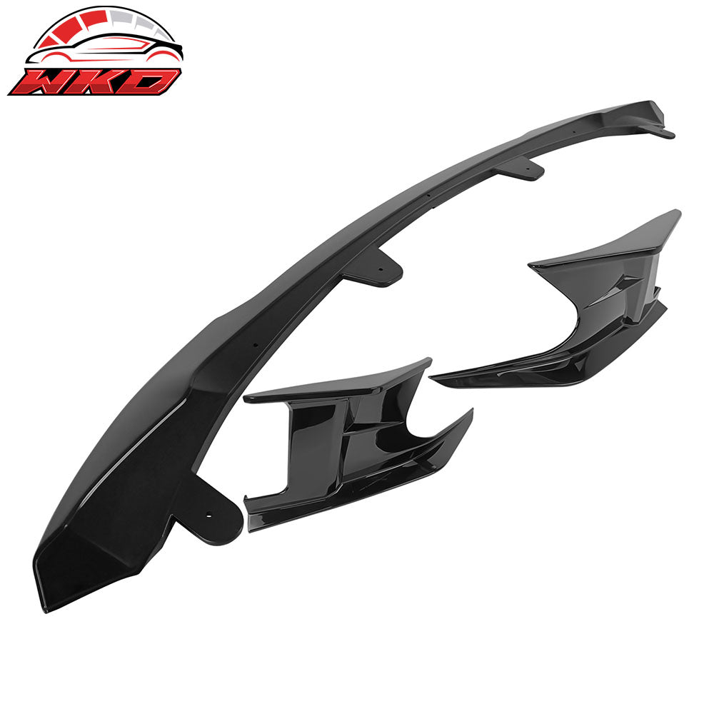 Fits 23-25 Toyota Corolla 5-Door 2PC Side Canards + Front Bumper Lip Gloss Black