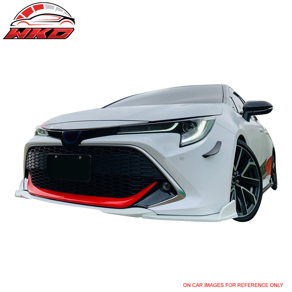 Fits 19-22 Toyota Corolla 3PCS Front Bumper Lip + 2PCS Side Canards Gloss Black