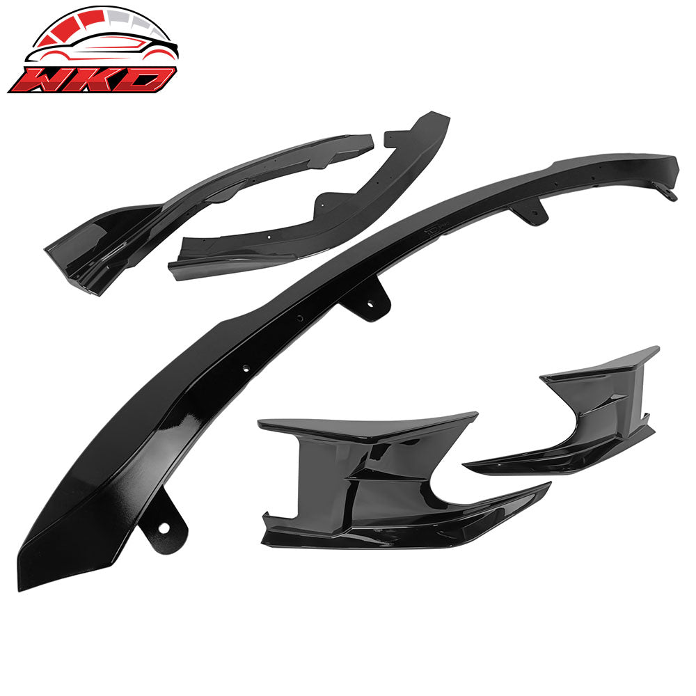 Fits 19-22 Toyota Corolla 3PCS Front Bumper Lip + 2PCS Side Canards Gloss Black