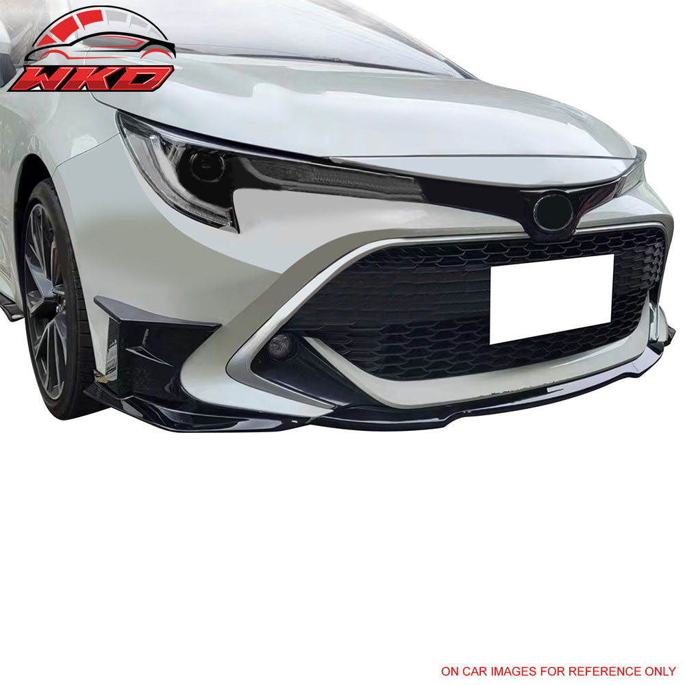 Fits 19-22 Toyota Corolla 3PCS Front Bumper Lip + 2PCS Side Canards Matte Black