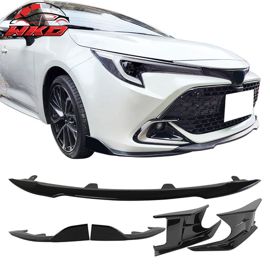 Fits 23-25 Toyota Corolla Auris 3PC Front Bumper Lip 2PC Side Canard Gloss Black