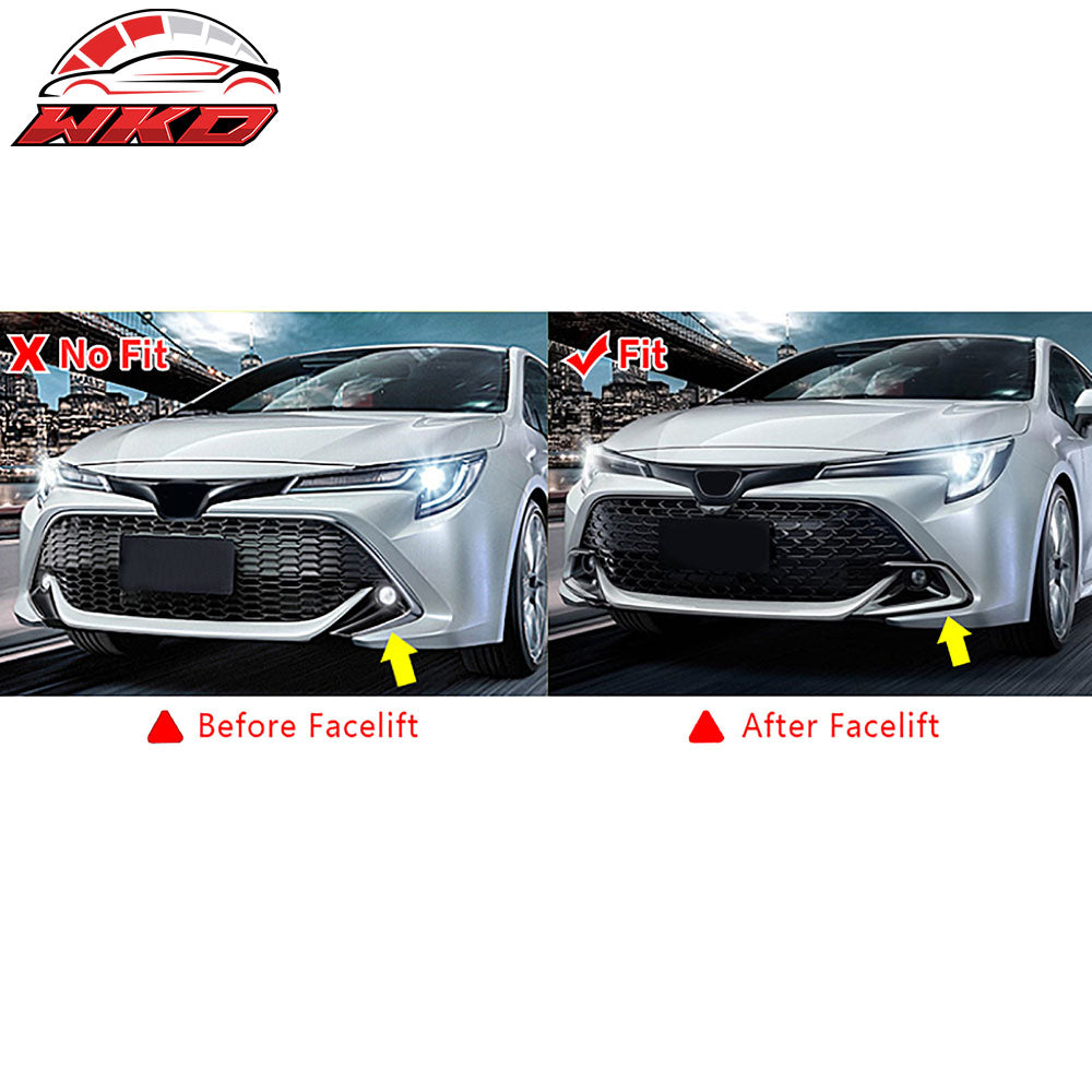 Fits 23-25 Toyota Corolla Auris 3PC Front Bumper Lip 2PC Side Canard Gloss Black