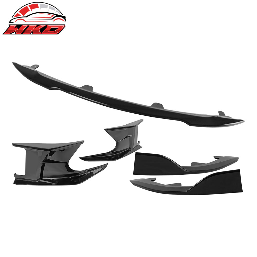Fits 23-25 Toyota Corolla Auris 3PC Front Bumper Lip 2PC Side Canard Gloss Black