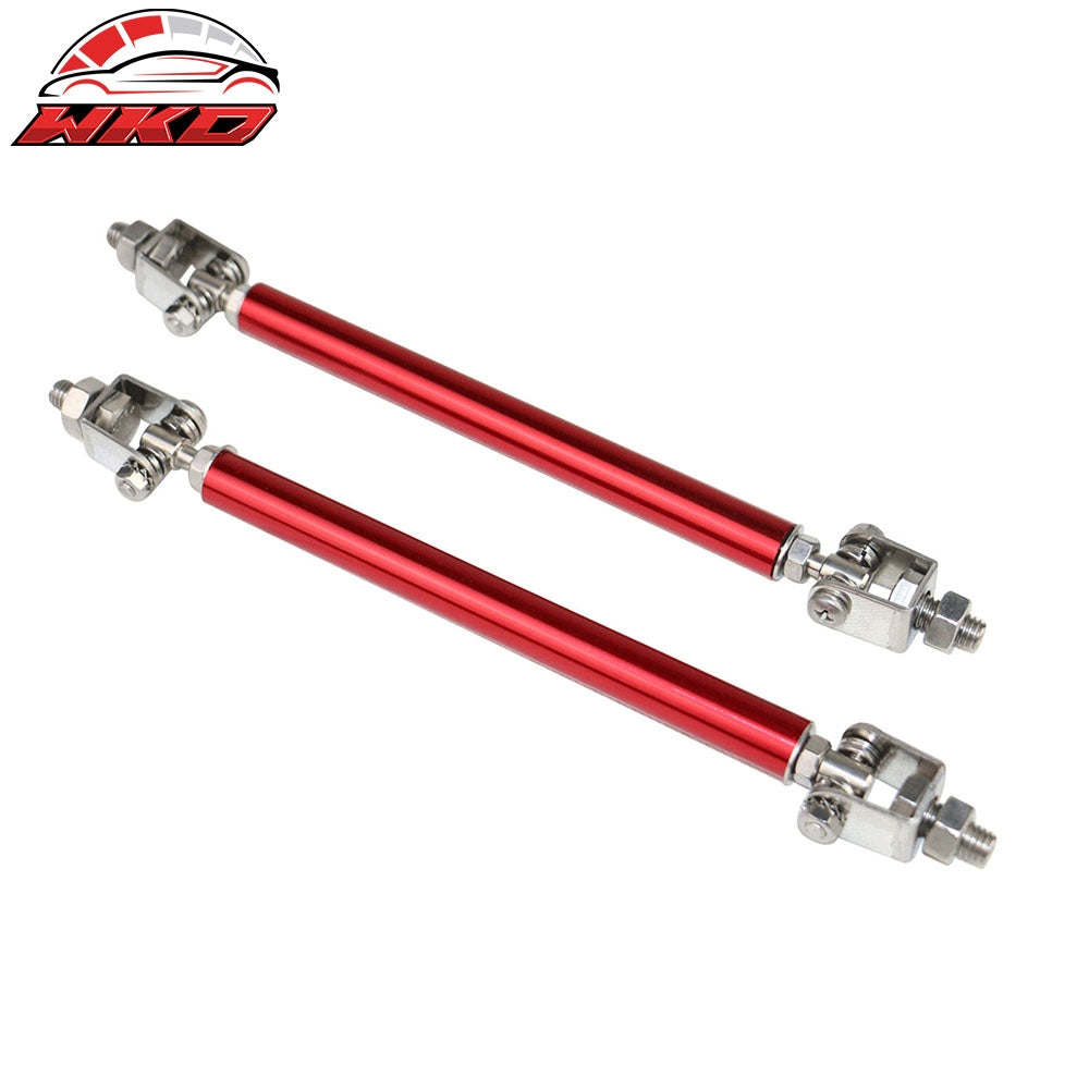Fits 17-21 Honda Civic Hatchback Si AF Style Front Bumper Lip + Red Strut Rods