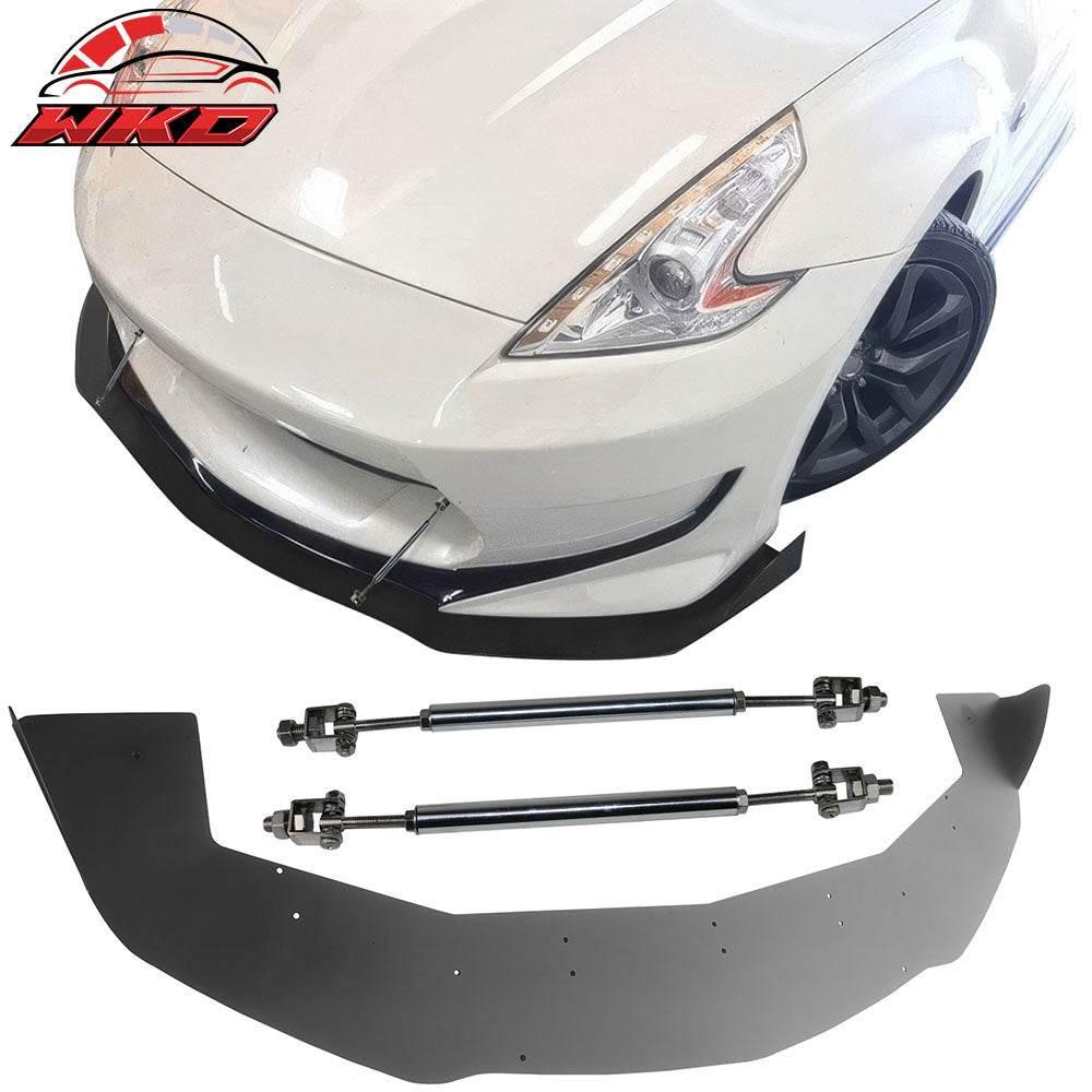 Fits 13-20 Nissan 370Z Amuse Style Front Bumper Lip Splitter Gunmetal Strut Rods