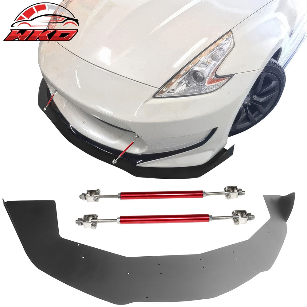Fits 13-20 Nissan 370Z Amuse Style Front Bumper Lip Splitter Red Strut Rods