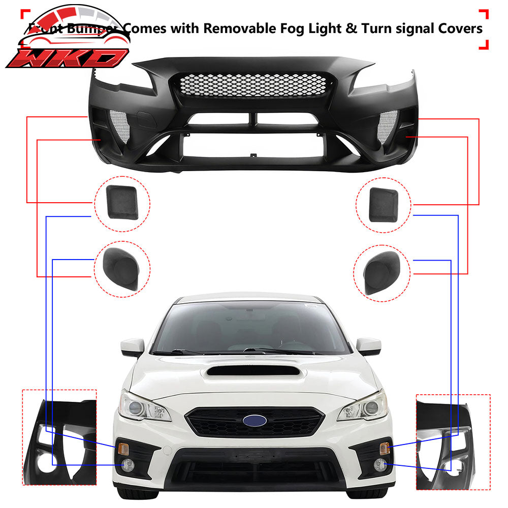 Fits 15-21 Subaru WRX STI Front + Rear Bumper Cover Varis Style Conversion Kit