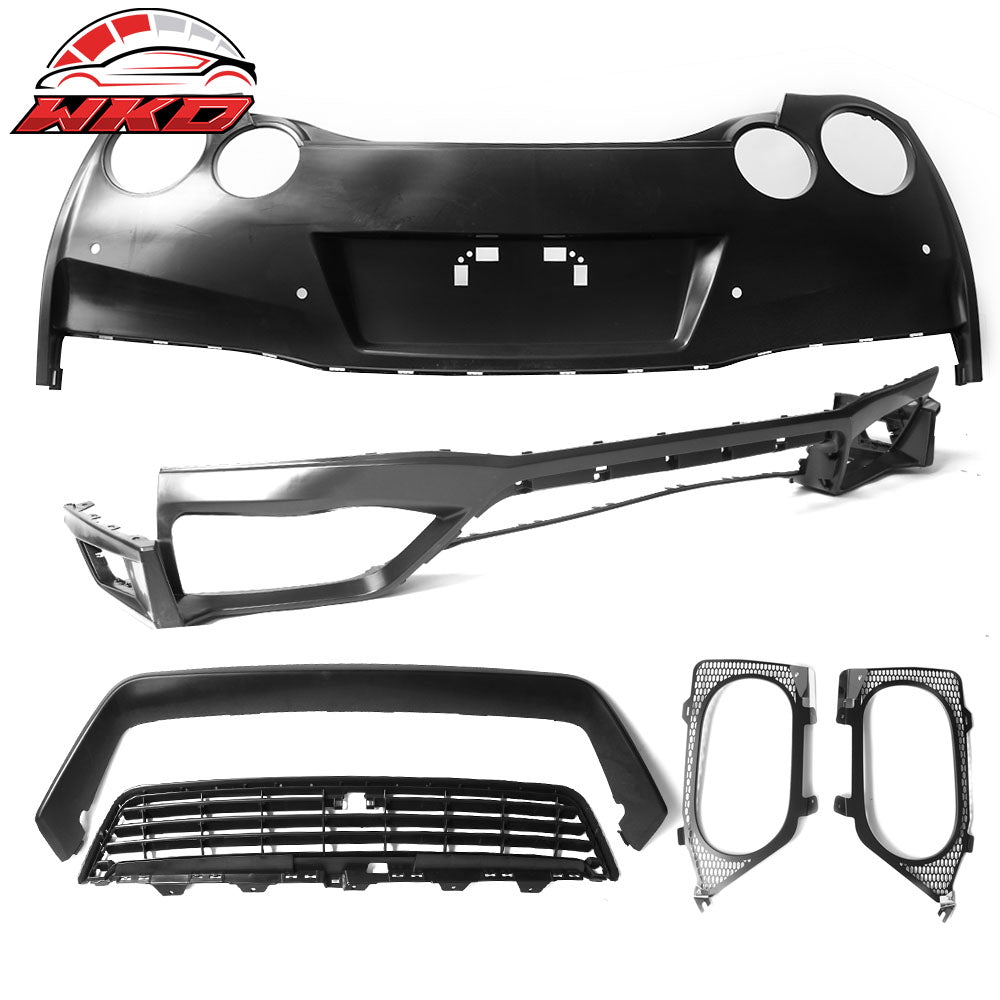 Fits 09-24 Nissan R35 GT-R Front + Rear Bumper Cover + Hood + 2PC Side Skirts PP