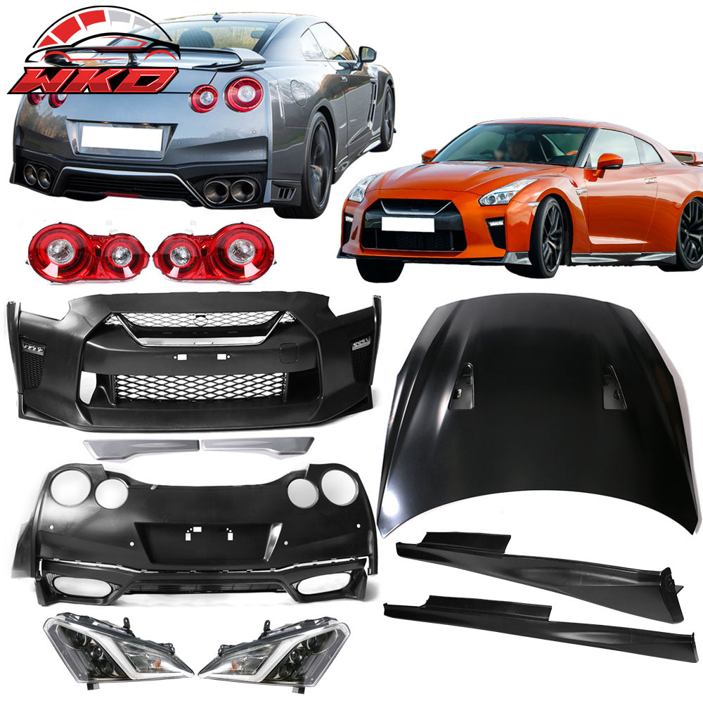 Fits 09-24 GTR Front & Rear Bumper & Hood & Side Skirts & Headlight & Tail Light