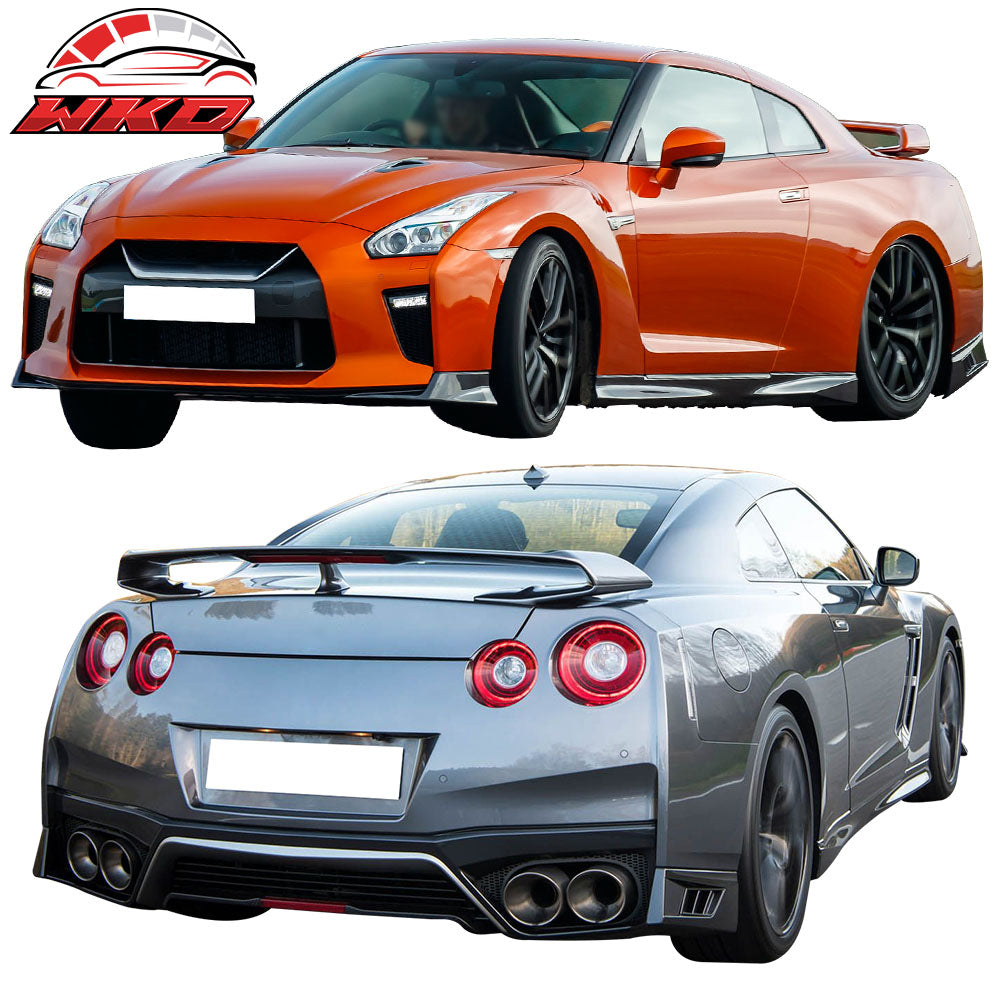 Fits 09-24 Nissan GTR R35 Front & Rear Bumper & Hood & Side Skirts & Headlights