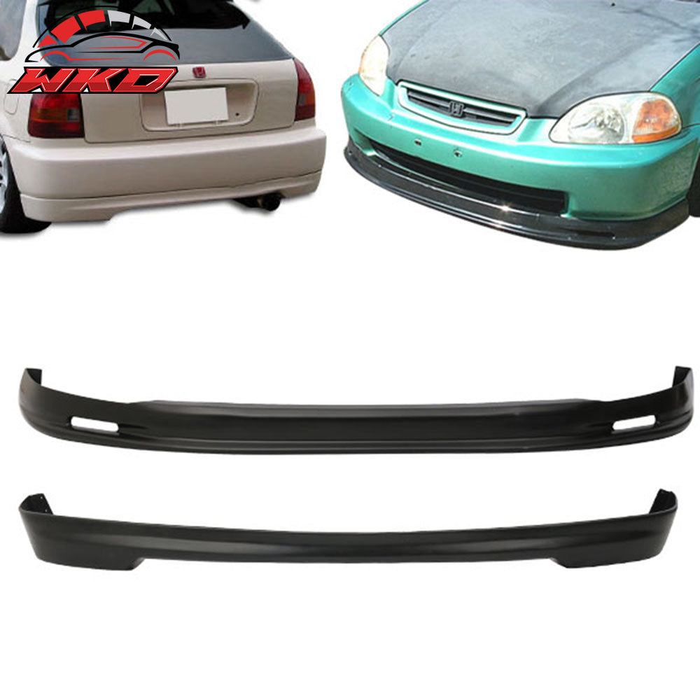 Fits 96-98 Honda Civic Hatchback Mugen Style PP Front Bumper Lip+Rear Bumper Lip