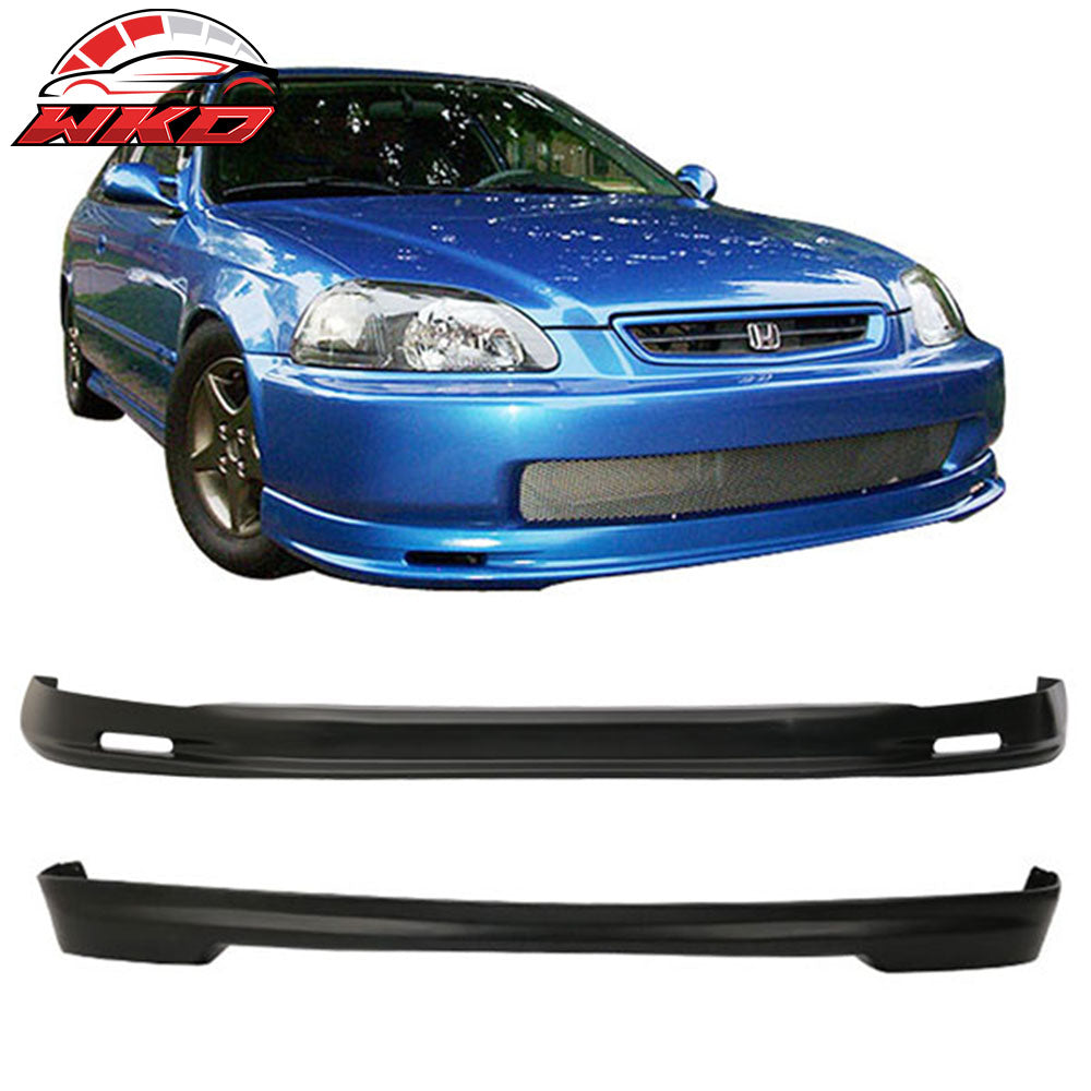 Fits 96-98 Honda Civic Hatchback Mugen Style Front + Rear Bumper Lip Spoiler PP